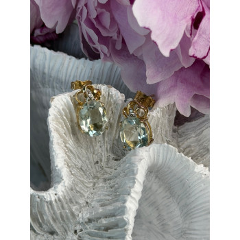 10K Yellow Gold Prasiolite & Diamond Earrings