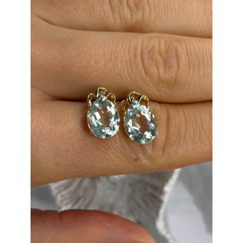 10K Yellow Gold Prasiolite & Diamond Earrings