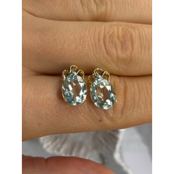 10K Yellow Gold Prasiolite & Diamond Earrings