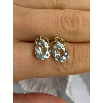 10K Yellow Gold Prasiolite & Diamond Earrings