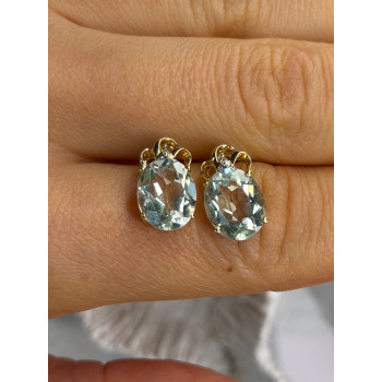 10K Yellow Gold Prasiolite & Diamond Earrings