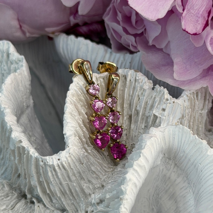 10K Yellow Gold Pink Sapphire & Diamond 