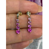 10K Yellow Gold Pink Sapphire & Diamond Heart Earrings