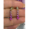 10K Yellow Gold Pink Sapphire & Diamond Heart Earrings