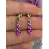 10K Yellow Gold Pink Sapphire & Diamond Heart Earrings