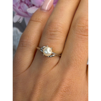 La Pais 14K White Gold Pearl Ring Size 6.5