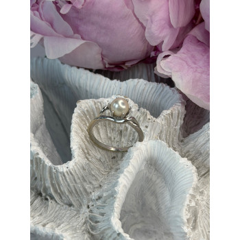 La Pais 14K White Gold Pearl Ring Size 6.5