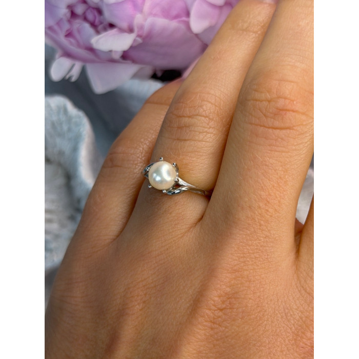 La Pais 14K White Gold Pearl Ring Size 6.5