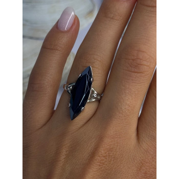 Vintage 925 Sterling Silver Hematite Ring Size 6.5