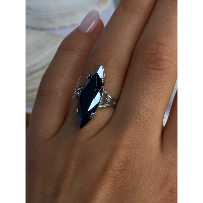 Vintage 925 Sterling Silver Hematite Ring Size 6.5