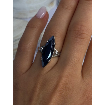 Vintage 925 Sterling Silver Hematite Ring Size 6.5