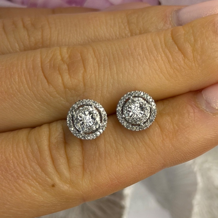 10K White Gold Diamond tcw 0.16 ct Stud Earrings