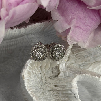 10K White Gold Diamond tcw 0.16 ct Stud Earrings