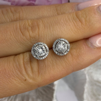 10K White Gold Diamond tcw 0.16 ct Stud Earrings