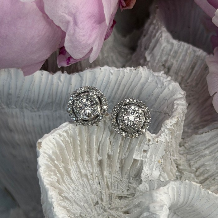 10K White Gold Diamond tcw 0.16 ct Stud Earrings