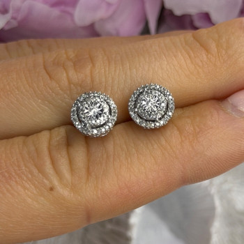 10K White Gold Diamond tcw 0.16 ct Stud Earrings