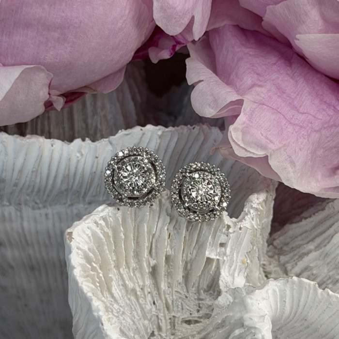 10K White Gold Diamond tcw 0.16 ct Stud Earrings