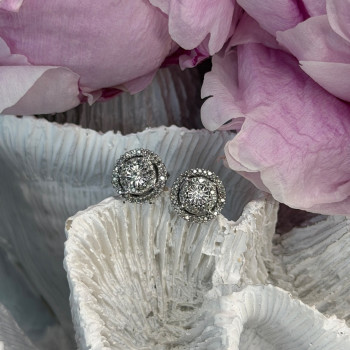 10K White Gold Diamond tcw 0.16 ct Stud Earrings