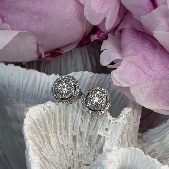 10K White Gold Diamond tcw 0.16 ct Stud Earrings