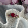 10K Yellow Gold Ruby & Diamond Heart Ring Size 7