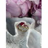 10K Yellow Gold Ruby & Diamond Heart Ring Size 7