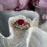 10K Yellow Gold Ruby & Diamond Heart Ring Size 7