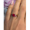 10K Yellow Gold Ruby & Diamond Heart Ring Size 7