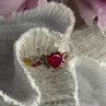 10K Yellow Gold Ruby & Diamond Heart Ring Size 7