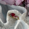 10K Yellow Gold Ruby & Diamond Heart Ring Size 7