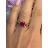 10K Yellow Gold Ruby & Diamond Heart Ring Size 7