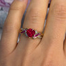 10K Yellow Gold Ruby & Diamond Heart Ring Size 7