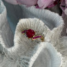 10K Yellow Gold Ruby & Diamond Heart Ring Size 7