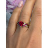 10K Yellow Gold Ruby & Diamond Heart Ring Size 7