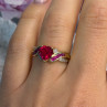 10K Yellow Gold Ruby & Diamond Heart Ring Size 7