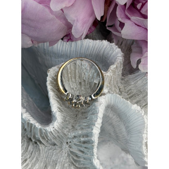 10K Yellow & White Gold Diamond Flower 1.36 ct Ring Size 7