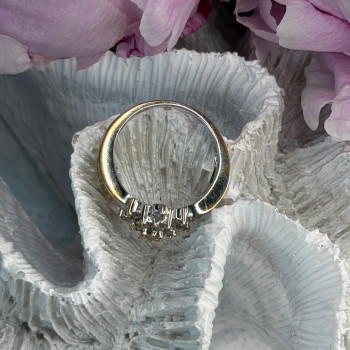 10K Yellow & White Gold Diamond Flower 1.36 ct Ring Size 7