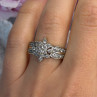 10K Yellow & White Gold Diamond Flower 1.36 ct Ring Size 7