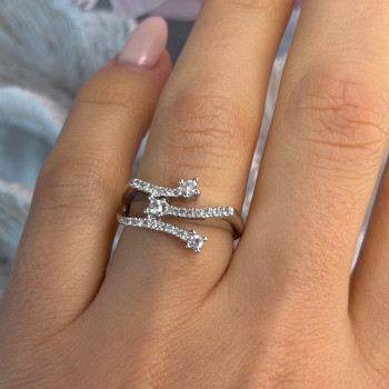 Classy 10K White Gold Diamond tcw 0.18 ct Ring Size 7