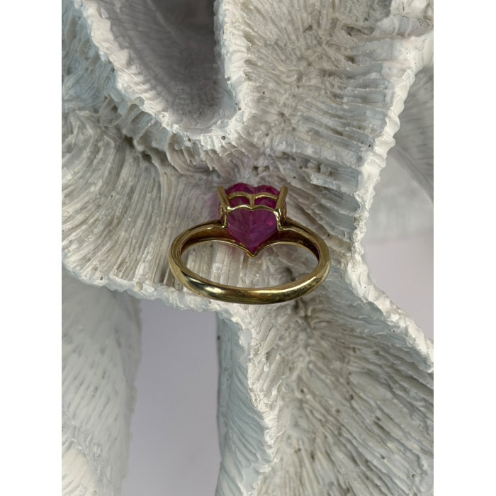 GTR 10K Yellow Gold Pink Sapphire Heart & Diamond Ring Size 7