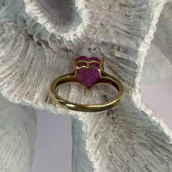 GTR 10K Yellow Gold Pink Sapphire Heart & Diamond Ring Size 7