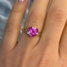 GTR 10K Yellow Gold Pink Sapphire Heart & Diamond Ring Size 7