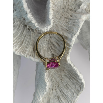 GTR 10K Yellow Gold Pink Sapphire Heart & Diamond Ring Size 7