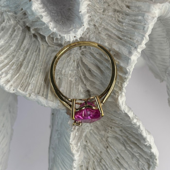 GTR 10K Yellow Gold Pink Sapphire Heart & Diamond Ring Size 7
