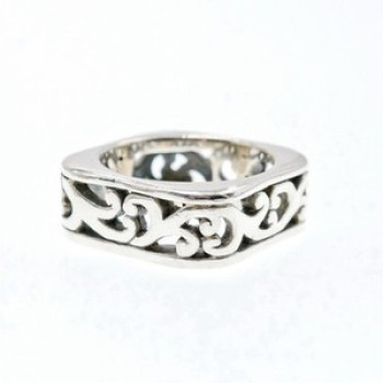 925 Sterling Silver Square Openwork Ring Size 6.5