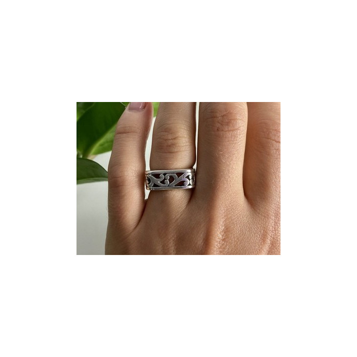 925 Sterling Silver Square Openwork Ring Size 6.5