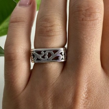 925 Sterling Silver Square Openwork Ring Size 6.5