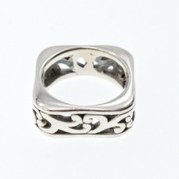 925 Sterling Silver Square Openwork Ring Size 6.5