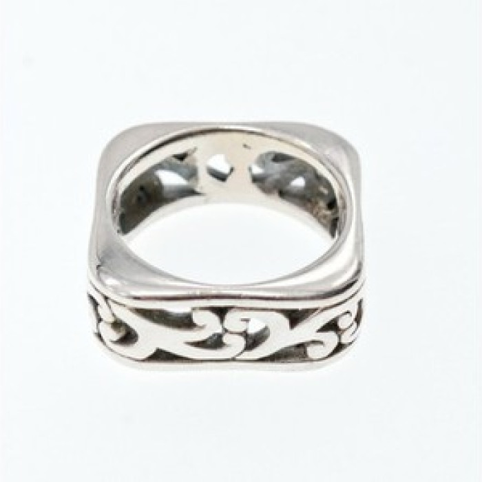 925 Sterling Silver Square Openwork Ring Size 6.5