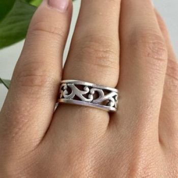 925 Sterling Silver Square Openwork Ring Size 6.5