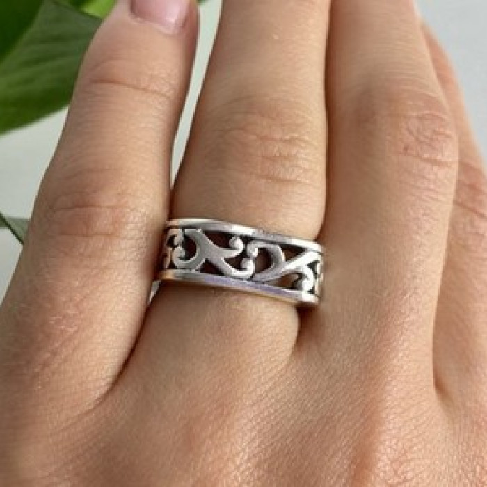 925 Sterling Silver Square Openwork Ring Size 6.5